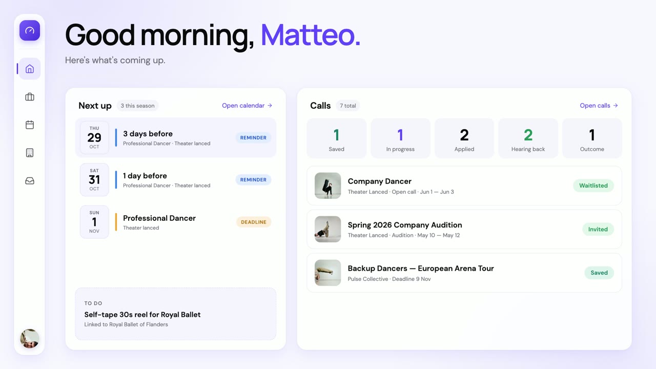 Preview of the Career Pro dashboard