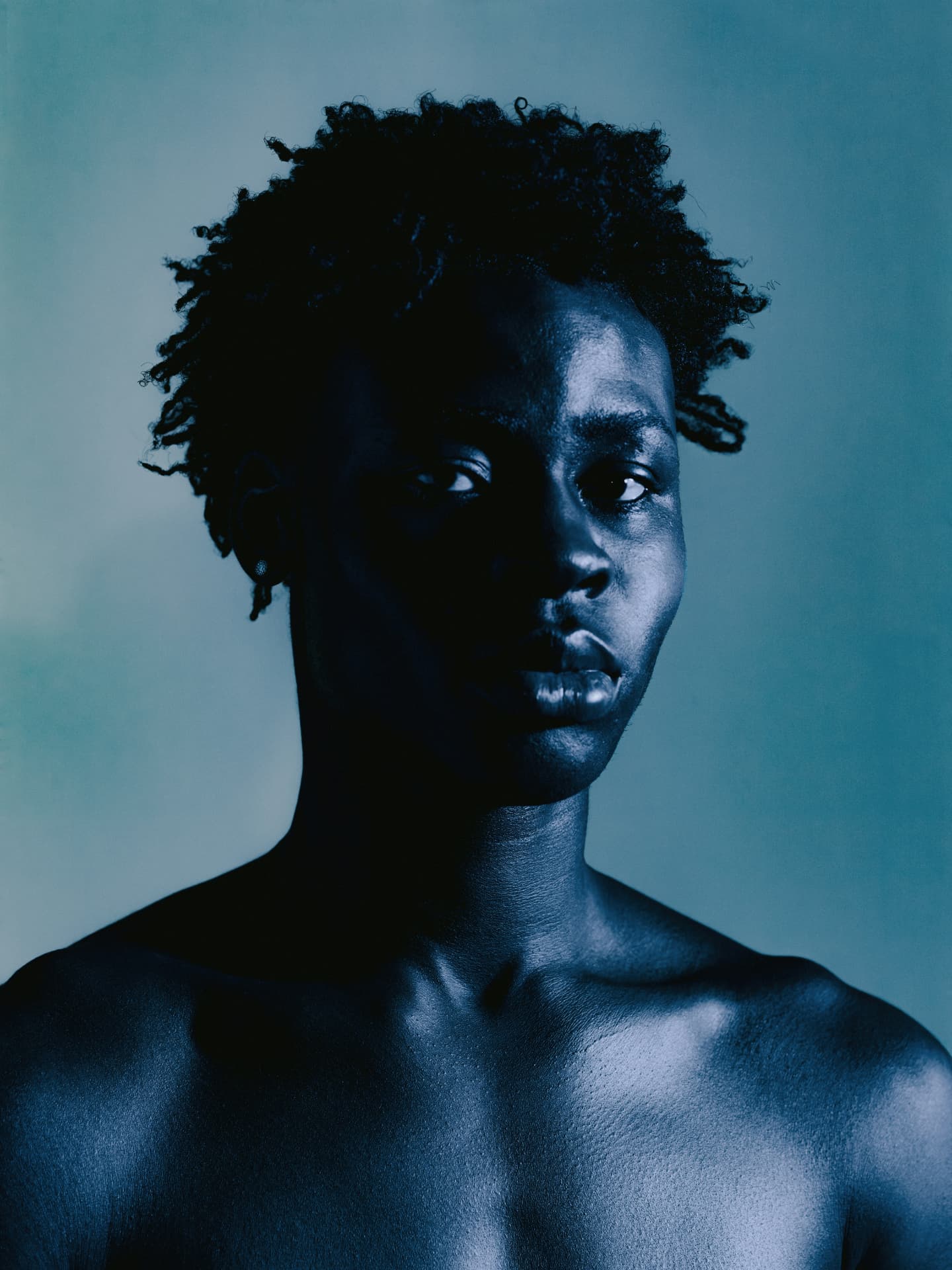Artist portrait in blue light